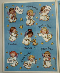 Vintage Hallmark Stickers ~ 3 Sheets~Children/cherubs/angels~Kitten~Puppy