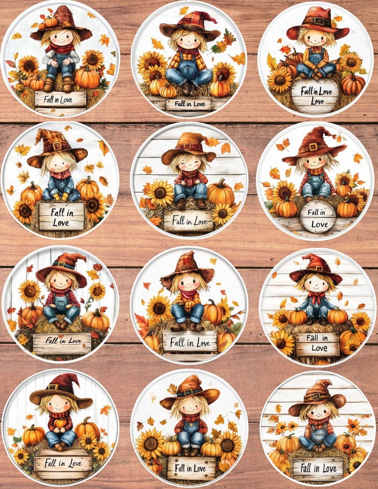 Fall In Love Die Cut Vinyl Stickers Set Scrapbooking Laptop Waterbottle