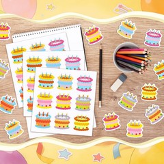 108 Pcs Assorted Cake Stickers Adhesive Colorful Creative Happy Cake Bakery S…