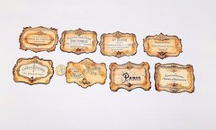 French-Faux Metal-Rustic-Ephemera-Linen Cardstock-Stickers-Set Of 8