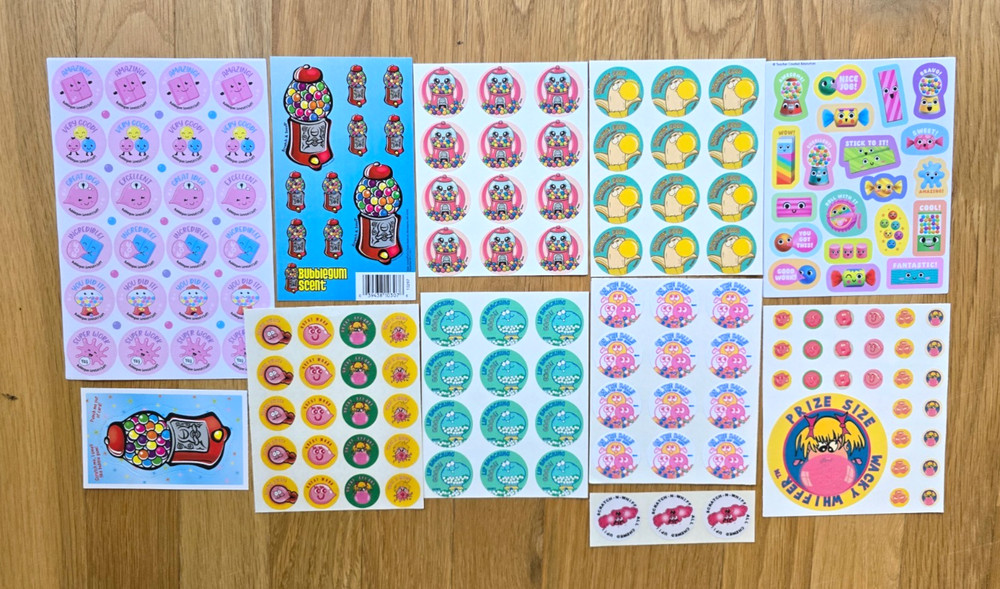167 BUBBLEGUM SNIFF Stickers KAWAII Mello Smellos 1990’s BANANA Mint CHEWING GUM