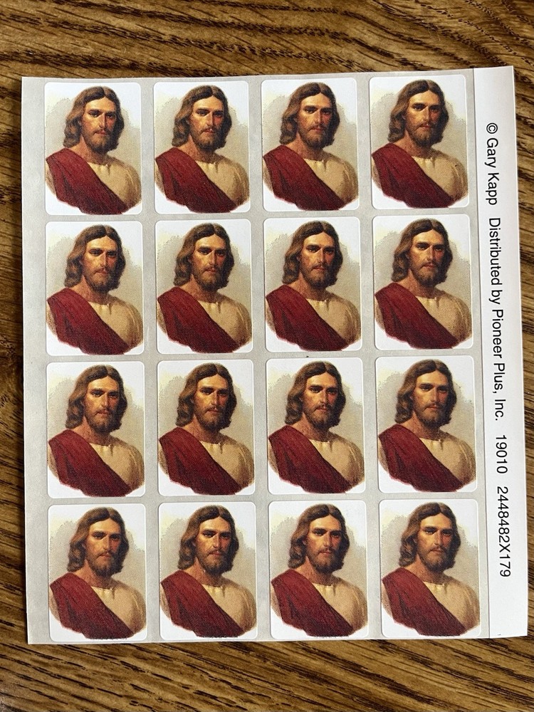 Vintage Jesus Sticker Sheet, 16 Stickers, Gary Kapp, USA, Christian