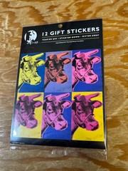 ANDY WARHOL Colorful Cows 12 Gift Stickers, Warhol Foundation, 2004 NOS