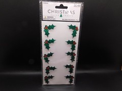 christmas paper crafts Mini glitter Holly stickers 10pc