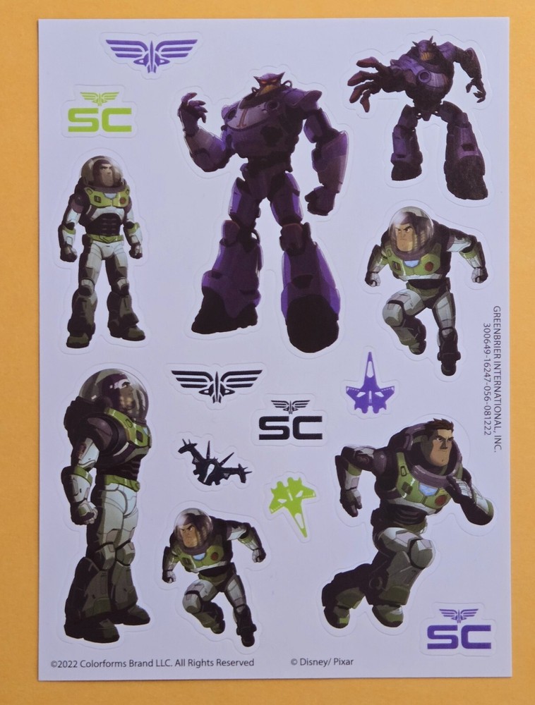 Disney Pixar Lightyear Sticker Single Sheet