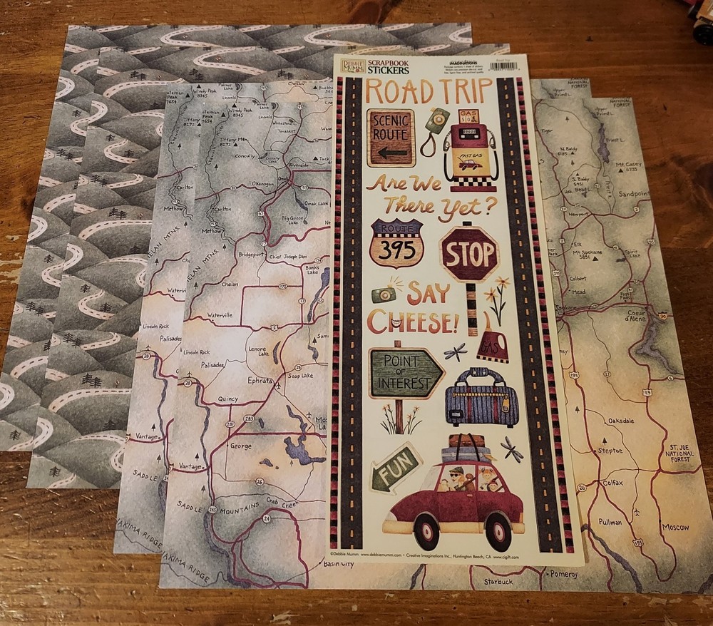 Creative Imaginations Debbie Mumm 12×12 Papers (4) w/sticker ~ Road Trip. HTF
