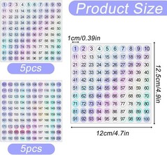 10 Sheets 1-200 Holographic Number Stickers 0.4″ Vinyl Laser Round Consecutive