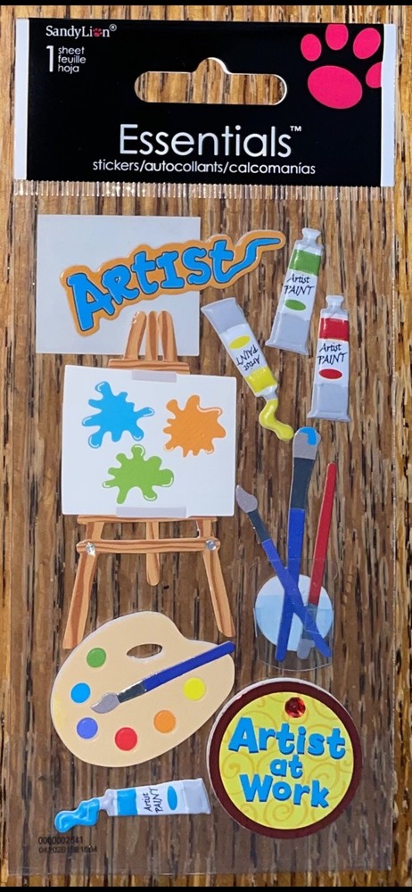 Keepsake Essentials Artist At Work Art Painting Paints Brush Easel 3D Stickers