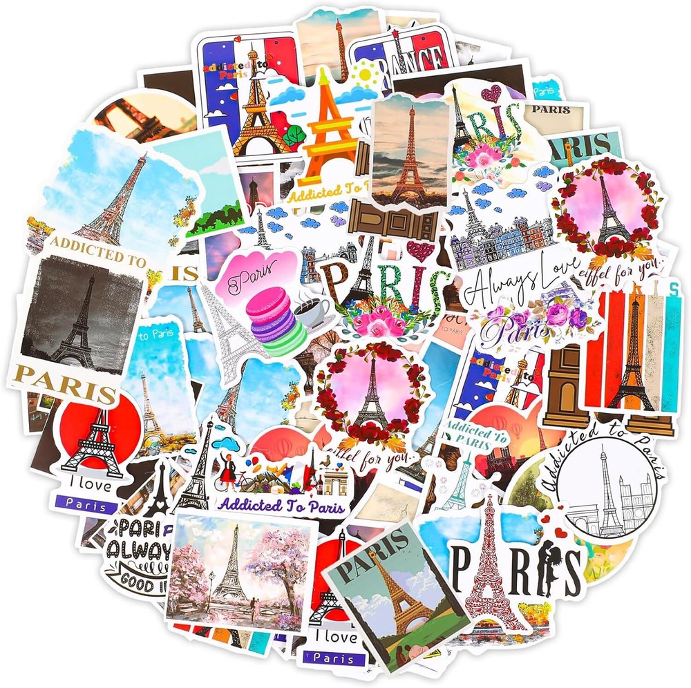 Yeaqee 200 Pcs Paris Stickers Vintage Eiffel Tower As Shown in Pictures