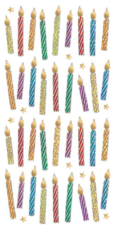 Crafts Stickers Holographic Foil Birthday Candles Flames Stars Repeats