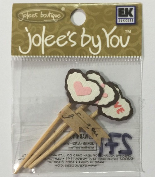 I LOVE YOU CHOCOLATE LOLLIPOP Embellishments(3pc)Jolee’s•Valentine •Candy•Hearts