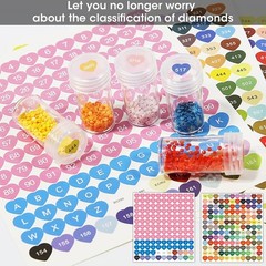 Sticker Label Set, Heart Labels Colored Number Stickers, Art Storage2221