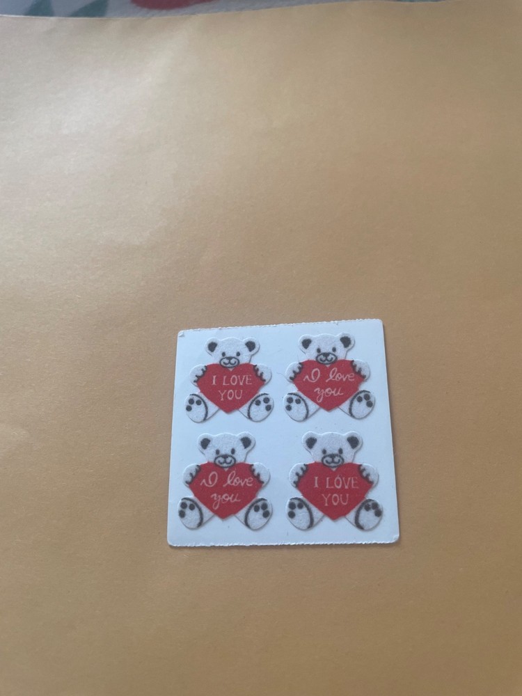 Vintage 1989s Great Seven Fuzzy Love Bear Stickers
