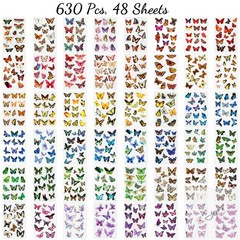 Butterfly Stickers(635 Pcs 48 Sheets Flower Stickers for Scrapbooking Journaling