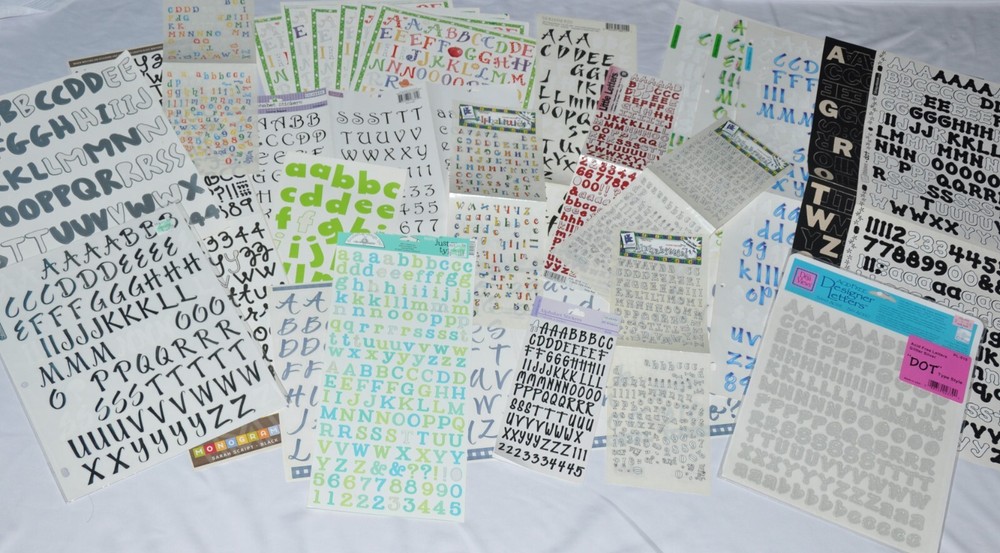 HUGE Misc Lot 47 Sheets Alphabet Letters Numbers Scrapbook Stickers Scrapbooking