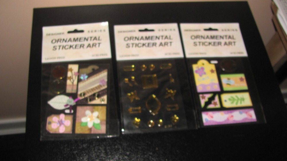 Designer series ornamental sticker art acid free set of 3 assorted new