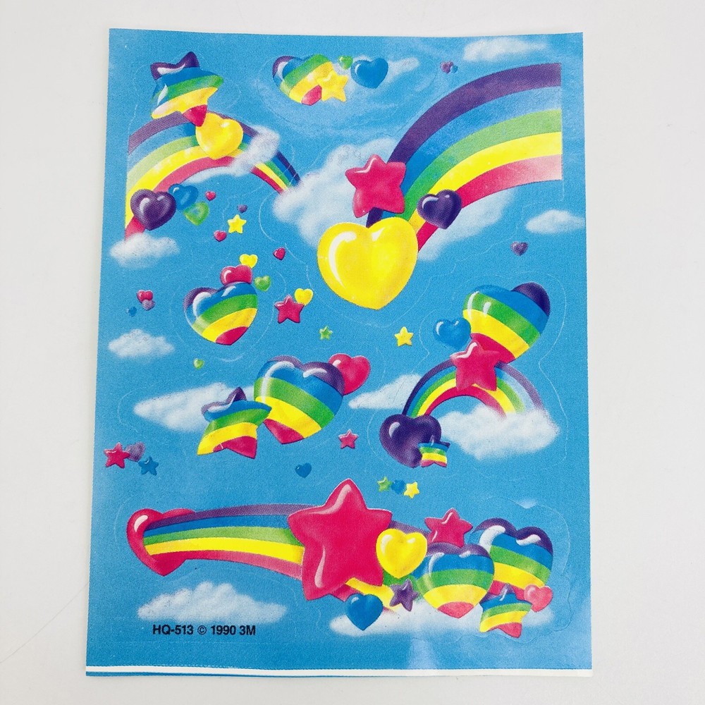 Vintage 1990 3M Rainbow Hearts & Stars Clouds Stickers