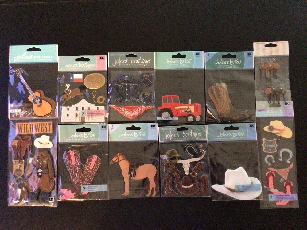 LOT OF 12 Pks. JOLEES STICKERS~Cowboys & Cowgirls~Some Rare & HTF~NEW