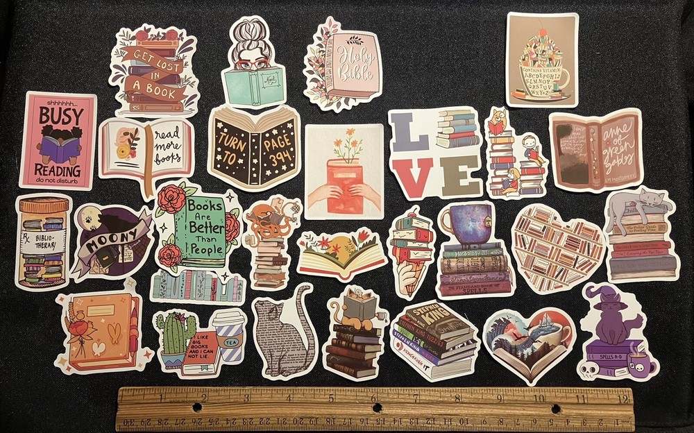 LOT OF 10 pcs BOOK READER LOVER decals love reading books nerd library nook