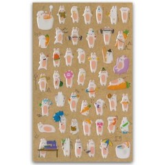 CUTE RABBIT GEL STICKERS PoPo Bunny Animal Epoxy Sticker Sheet Craft Scrapbook