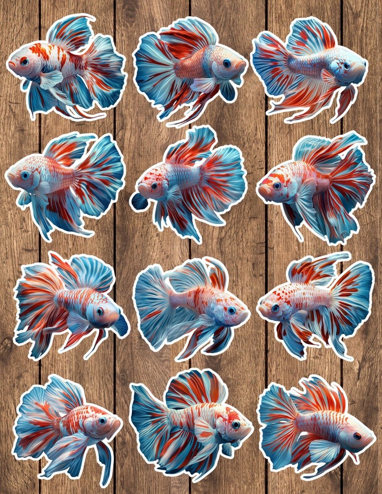 Beautiful Fish Die Cut Vinyl Stickers Set Scrapbooking Laptop Waterbottle