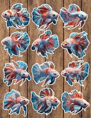 Beautiful Fish Die Cut Vinyl Stickers Set Scrapbooking Laptop Waterbottle