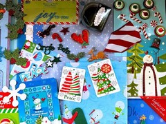 LOT 320 PCS CHRISTMAS WINTER HOLIDAY SCRAPBOOK PAPERS STICKERS EMBELLISHMENTS