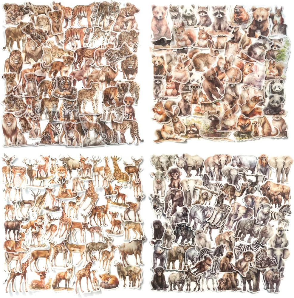 200 Pieces African Wildlife Washi Stickers – Cute Jungle Animal Japanese Paper S
