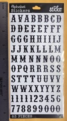 Alphabet Letters And Numbers/ Carnival White Black Small/ 83 pieces / Sticko