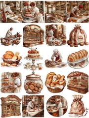 Baker Bakery Stickers Stationery Journal Scrapbooking Craft