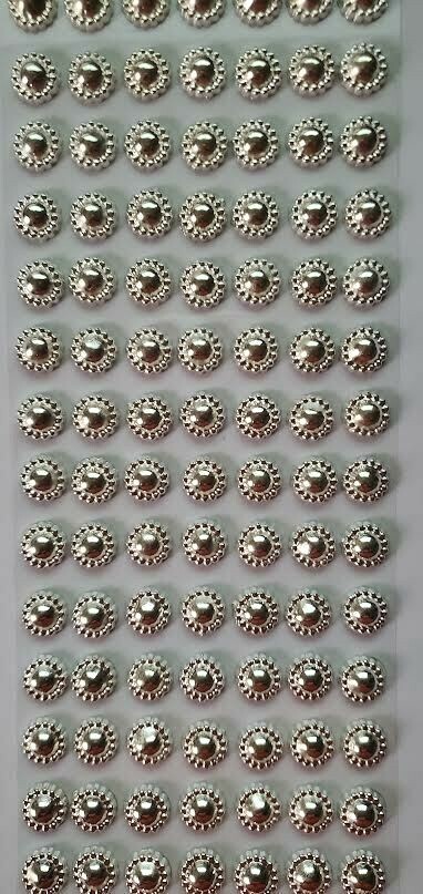 CraftbuddyUS 112pcs 12mm Metallic Silver Self Adhesive Round Gems, DIY, Crafts