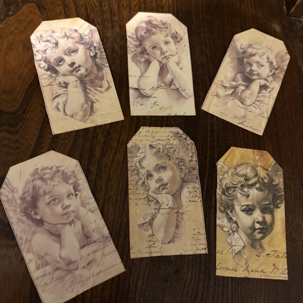 6JunkJournal Tags, Junk Journal Supplies, Scrapbooking, baby angels ￼