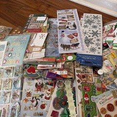Enormous Christmas Scrapbooking Lot Stickers Buttons Crafting Thousands