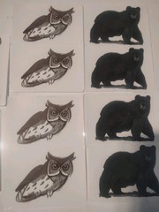Woodland Animal Sticker Lot Sheets – Deer Owl Bear Raccoon, Black Gray White