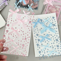 3 Sheets Love Heart Bow Face Gems Pink Blue Purple Glitter Gem Stickers Face Jew