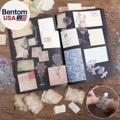 445 PCS Vintage Scrapbook Paper Journaling Scrapbooking Supplies Kit Aesthetic D