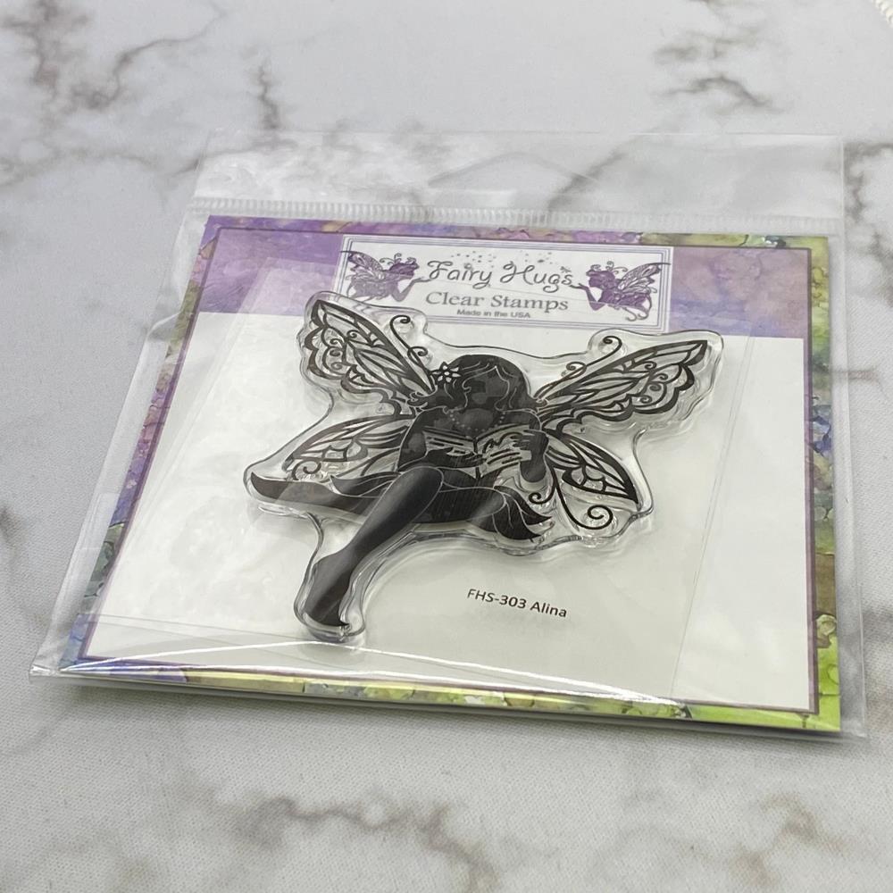 New FAIRY HUGS clear Cling Rubber Stamp Smart FAIRY ALINA reading a book