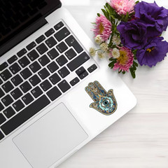 Fatima Hamsa Hand of Protection Vinyl Sticker 2+1/2 x 2+1/4-inch FREE SHIPPING