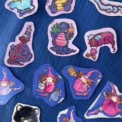 80s Stickers Vintage Hallmark Halloween Witches, Dragons Scratch Sniff Grape!!