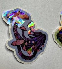 2pc Holographic Mushroom Stickers/Decals, Multicolor Scrapbooking