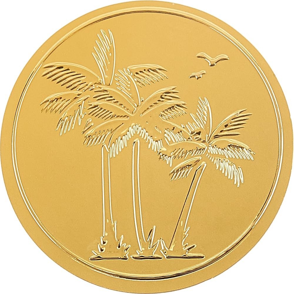 Palm Coconut Tree Stickers 2″ Gold Envelope Seals 100pcs Summer Sea Seagull B…