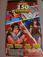 WONDER WOMAN sticker book 150 puffy, glitter, foil, glossy stickers 4 sheets NEW