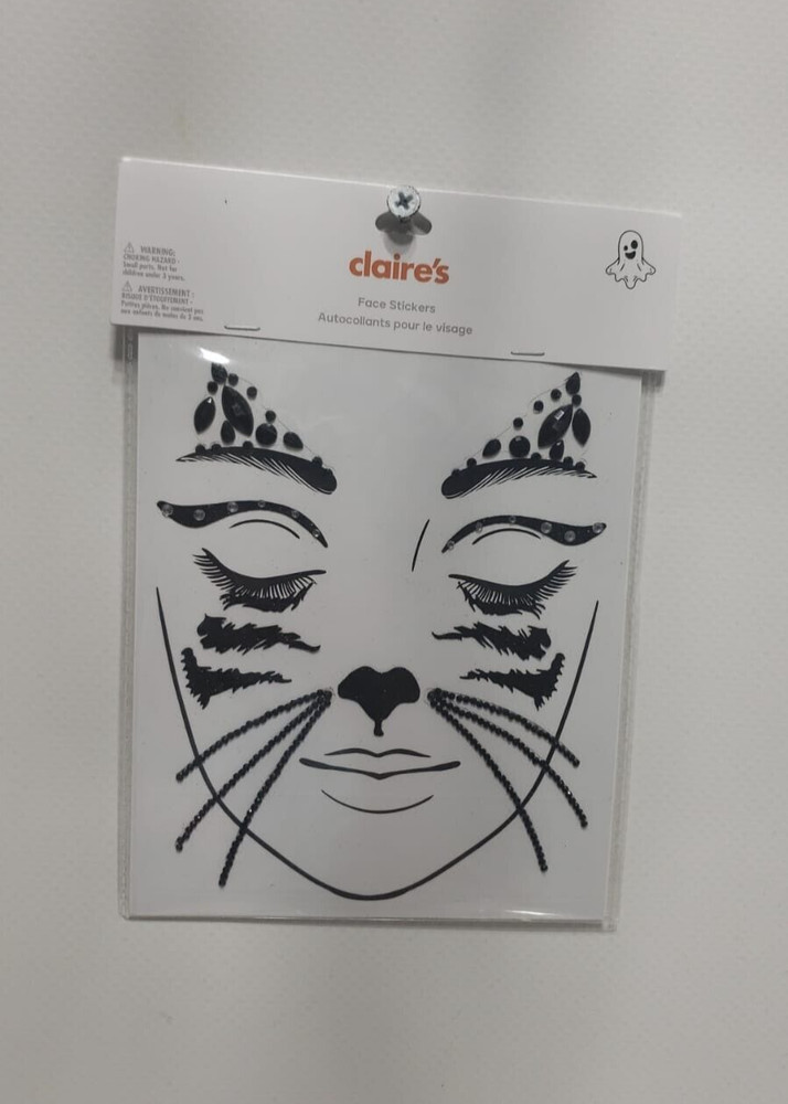 Claire’s Halloween Face Gem Stones Adhesive Stickers, Black Cat Costume Accessor