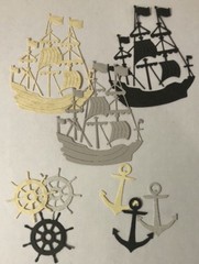 PIRATE SHIP Die-Cuts(9pc)Oceans•Jolly Rodgers•Sail•Pirates•Helm•Anchor •Sea•Wind