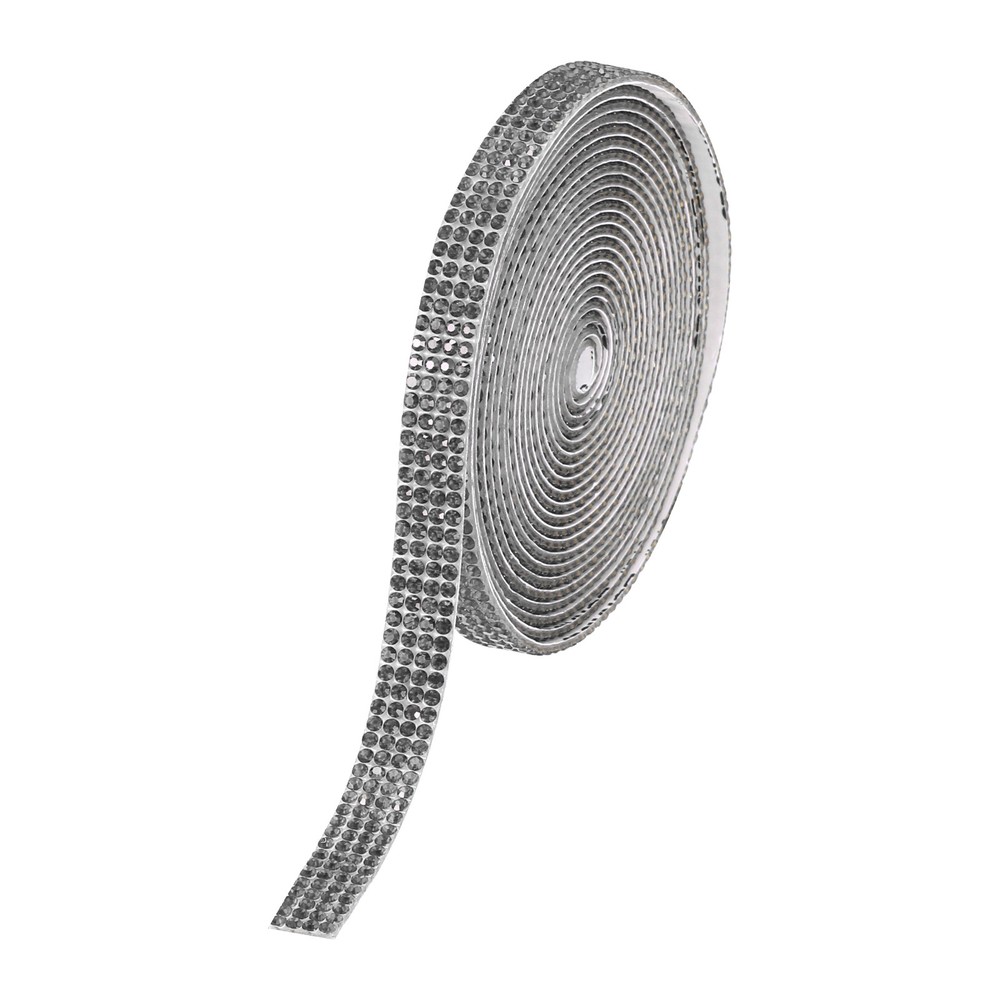 0.35 Inch Self Adhesive Rhinestone Strips 3 Yard for Crafts,Gray