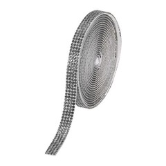 0.35 Inch Self Adhesive Rhinestone Strips 3 Yard for Crafts,Gray