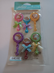 Jolee’s Stickers Baby Rattles Shakers 3D Bows Pink Blue Yellow Purple