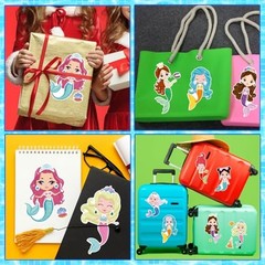 32 Mermaid Make a Face Stickers Sheets Kids DIY Art Craft Party Favors Activity