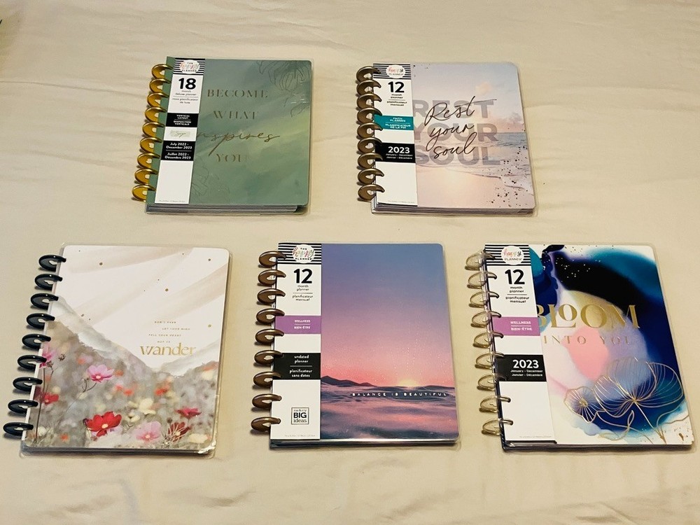 *New* Happy Planner Lot of 5 Planners – Wellness, Tropical, Faith, Alcohol Ink