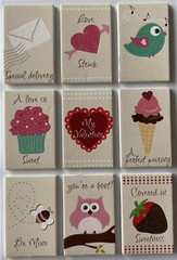 VALENTINE’S DAY GLITTER FOAM CARD Stickers(9pc)Love•Hearts•Be Mine•Owl •Sweetie